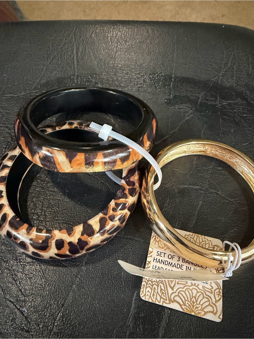 Haute Hippie Leopard Print and Gold Bangle Set